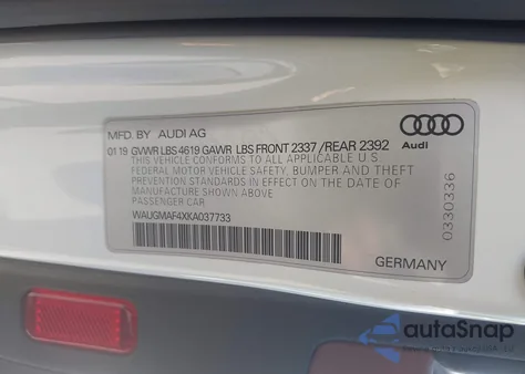 2019 Audi A4 40 Premium/40 Titanium Premium from USA, damaged, VIN WAUGMAF4XKA037733